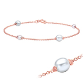 Sweet Pearls Rose Gold Plated Silver Anklet ANK-322-RO-GP